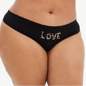 Torrid Leopard Love Seamless Thong Panty Black
